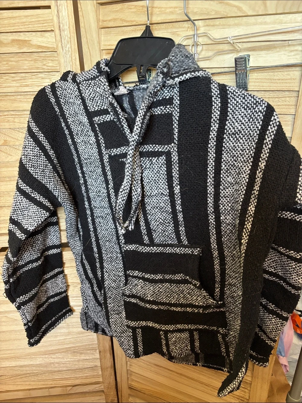 Kids Oversized Black & White Baja Hoodie Medium